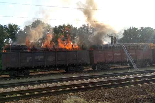 На Полтавщині згорів вагон з лісоматеріалами