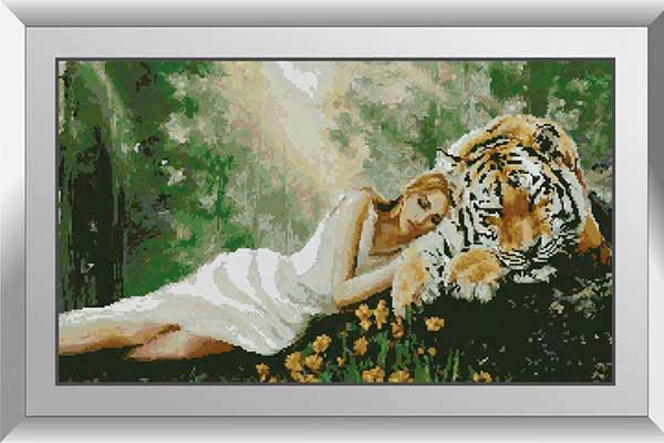 Алмазний живопис Дівчина з тигром