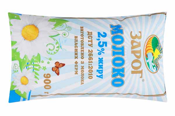 молоко пастеризоване 900 г ТМ «Зарог» жирністю 2,5 відсотка