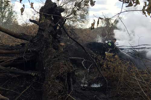 На Полтавщині триває гасіння пожежі поверхневих покладів торфу