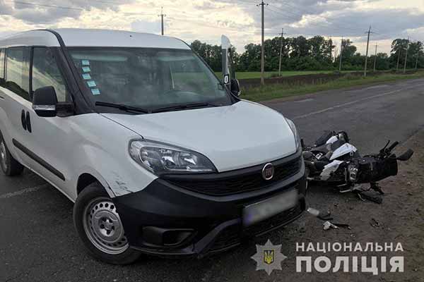 ДТП з потерпілими на Полтавщині: зіткнулися мотоцикл "SHINERAY" та автомобіль "FIAT"