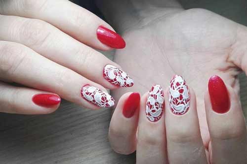 Идеи дизайна ногтей: Свадебный маникюр с красным цветом