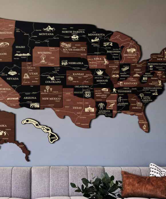 Карта світу на стіну з дерева для спальної кімнати Карта світу на стіну з дерева для спальної кімнати