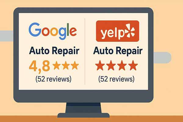 Оценка автомастерской в Google и Yelp