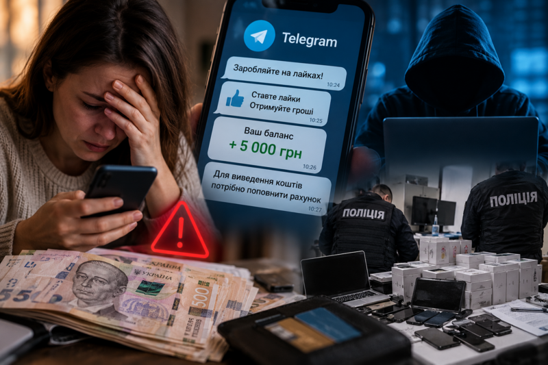 Шахрайство із заробітком на лайках: жінка втратила понад 861 тисячу гривень, на Полтавщині провели обшуки