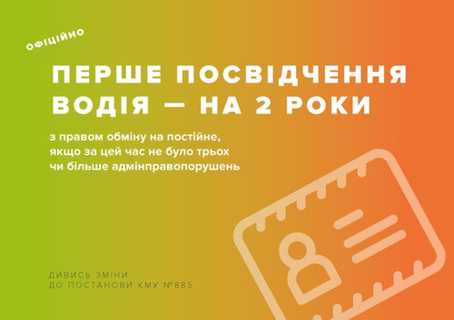 Відтепер перше посвідчення водія видаватимуть на 2 роки