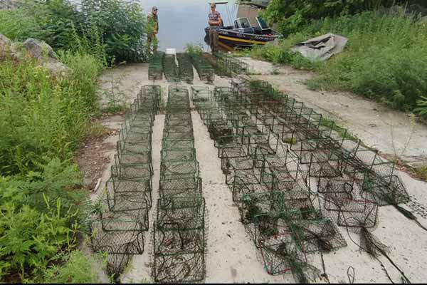 Під час патрулювання поліцейські вилучили з водойми 12 раколовок