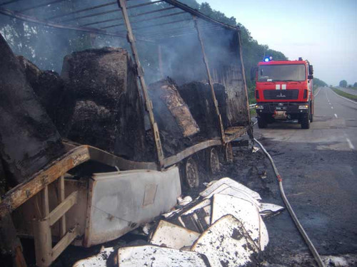 Під Лубнами на трасі Київ-Харків горіла фура з папером Під Лубнами на трасі Київ-Харків горіла фура з папером