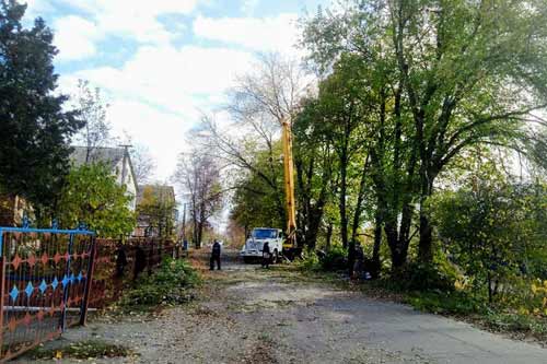 Вулицю Локомотивну у Гребінці чистять від аварійних дерев та чагарників