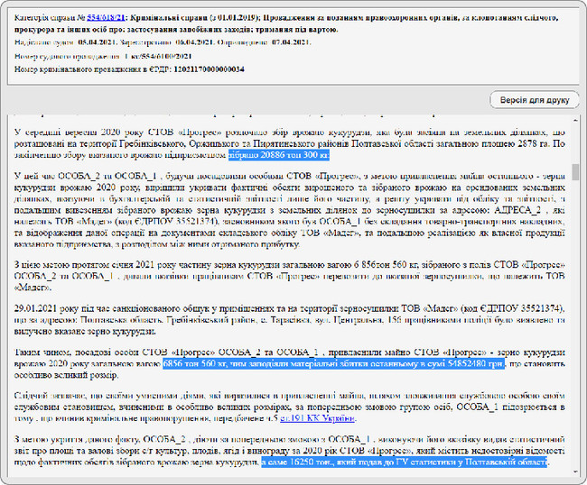 На Полтавщині взяли під варту двох керівників агропідприємства На Полтавщині взяли під варту двох керівників агропідприємства