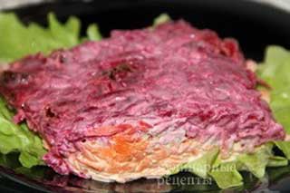 Свекольный салат с мясом «Виталина»