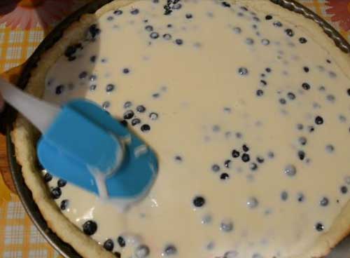Пирог с черникой и сметанной заливкой