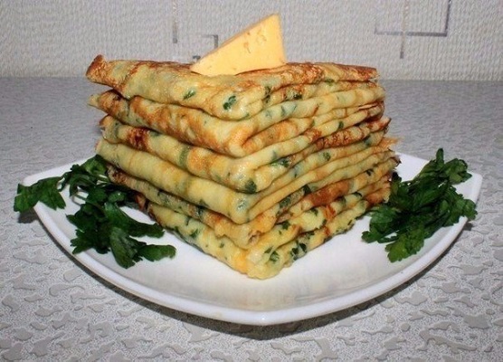 Блинчики с сыром и петрушкой