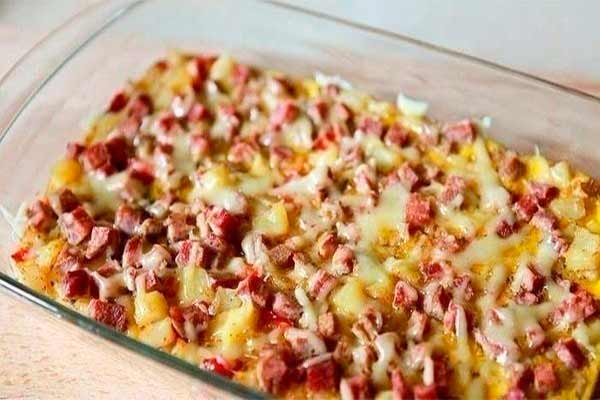 Запеканка с ветчиной и овощами