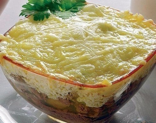 кусочки куриной печени, запеченные в духовке с сыром