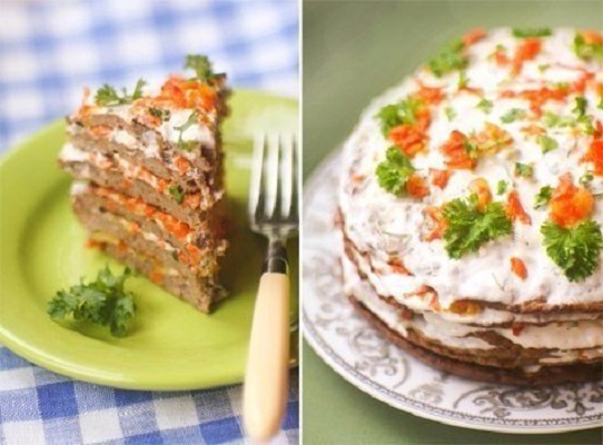 Сметанно - печеночный торт