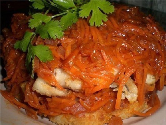 Рыба с овощами в маринаде
