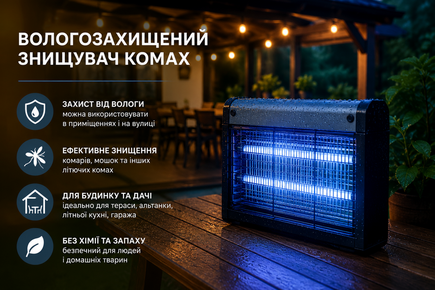 Вологозахищений знищувач комах: зручне рішення для дому, дач...