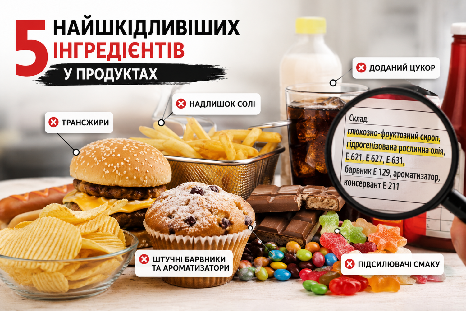 5 інгредієнтів у продуктах, яких краще уникати або суттєво о...